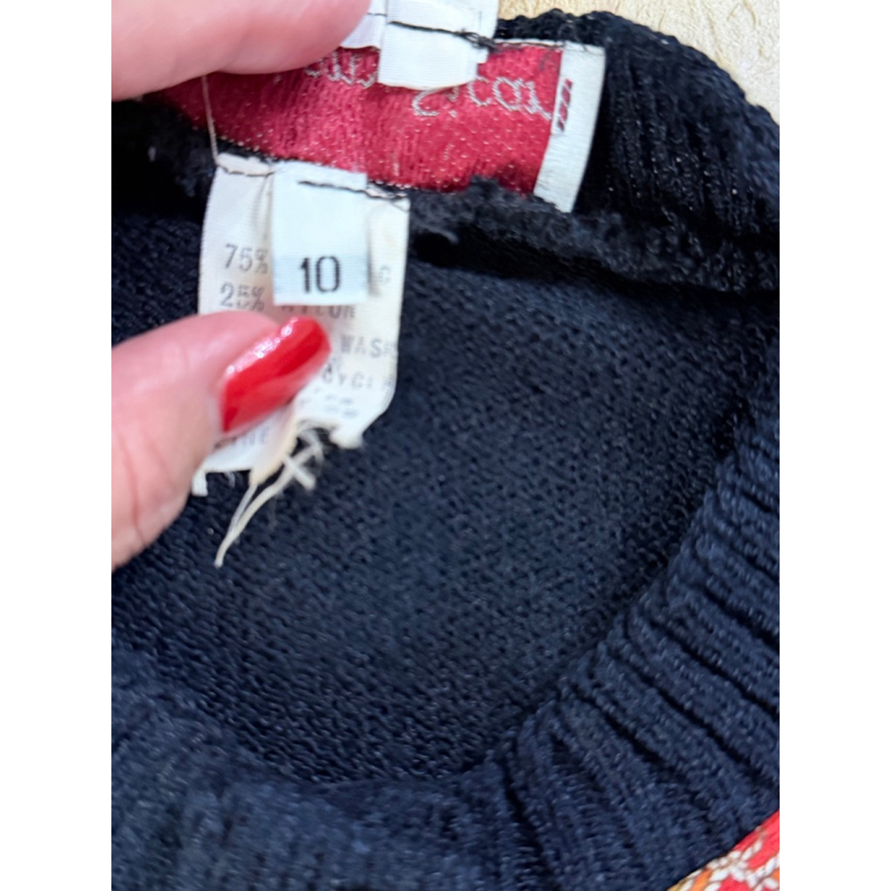 Vintage Anthony Sicari Cardigan Size 10 Black with Red Accents - Picture 9 of 11